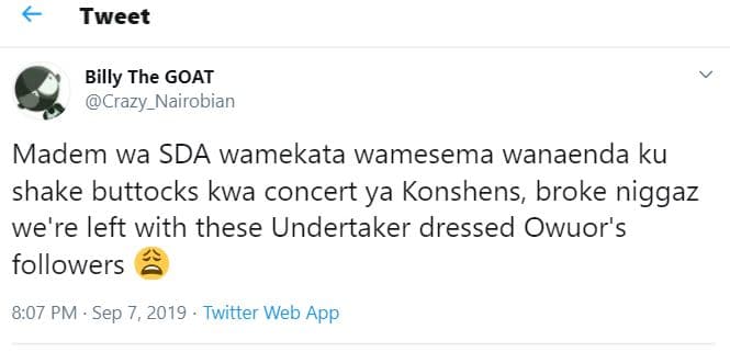 Tweet billy the goat crazy_nairobian madem wa sda wamekata wamesema wanaenda ku