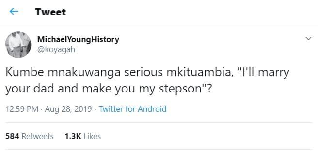 Tweet michaelyounghistory koyagah kumbe mnakuwanga serious mkituambia i'il marry