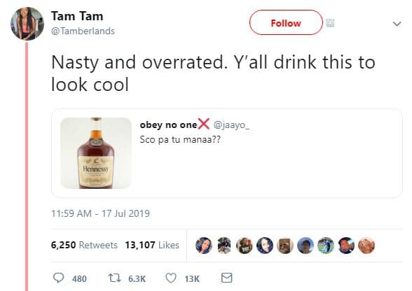 Tam tam tamberlands follow nasty and overrated. y'all drink this to look cool ob