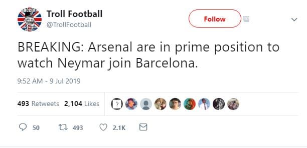 Troll football trollfootball follow breaking arsenal are in prime position to wa
