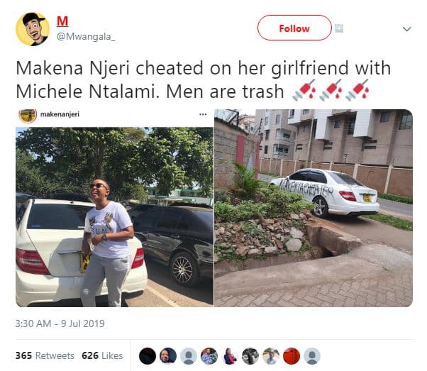Follow mwangala makena njeri cheated on her girlfriend with michele ntalami. men