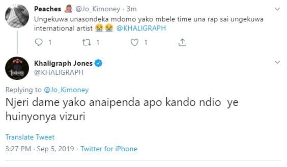 Peaches jo_kimoney bm ungekuwa unasondeka mdomo yako mbele time una rap sai unge