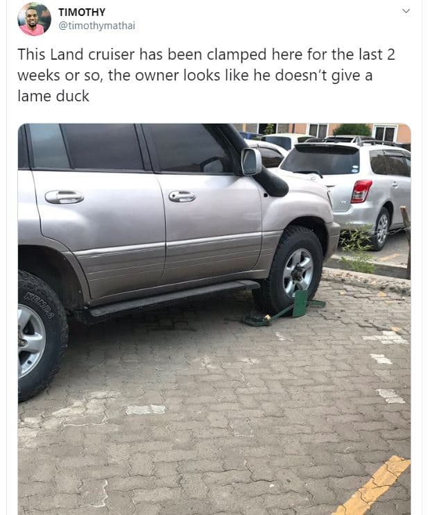 Timothy timothymathai this land cruiser has been clamped here for the last 2 wee