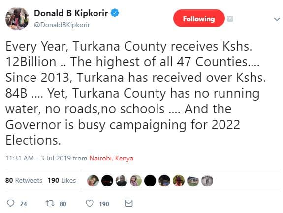 Donald b kipkorir donaldbkipkorir following every year, turkana county receives