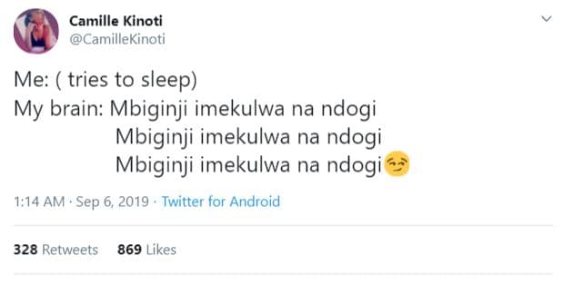 Camille kinoti camillekinoti me tries to sleep my brain mbiginji imekulwa na ndo