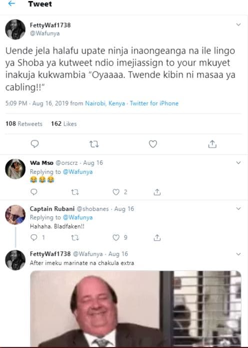 Tweet fettywaf1738 wafunya uende jela halafu upate ninja inaongeanga na ile ling