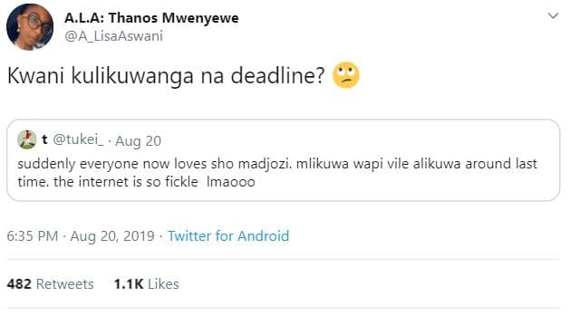 Ala thanos mwenyewe a_lisaaswani kwani kulikuwanga na deadline? tukei_ aug 20 su