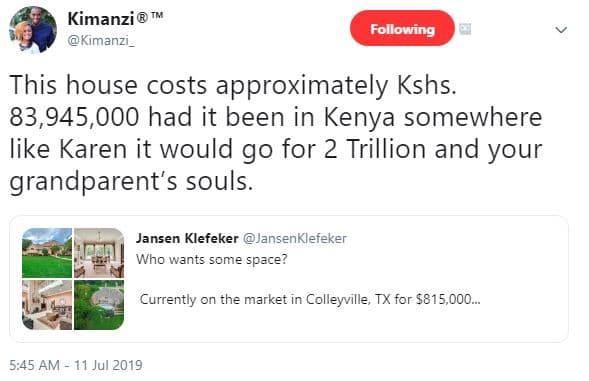 Kimanzi kimanzi _ following this house costs approximately kshs. 83,945,000 had