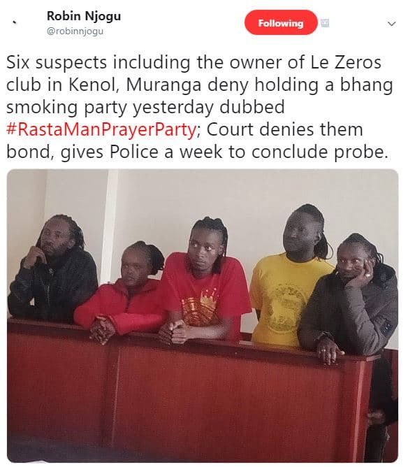 Robin njogu robinnjogu following six suspects including the owner of le zeros cl