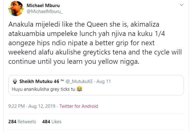 Michael mburu michaelmburu _ anakula mijeledi like the queen she is, akimaliza a