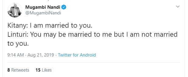 Mugambi nandi mugambinandi kitany am married to you linturi you may be married t