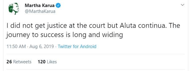 Martha karua marthakarua did not get justice at the court but aluta continua. th