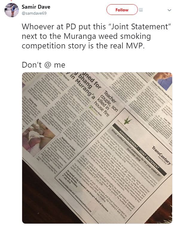 Samir dave samdave69 follow whoever at pd put this joint statement' next to the