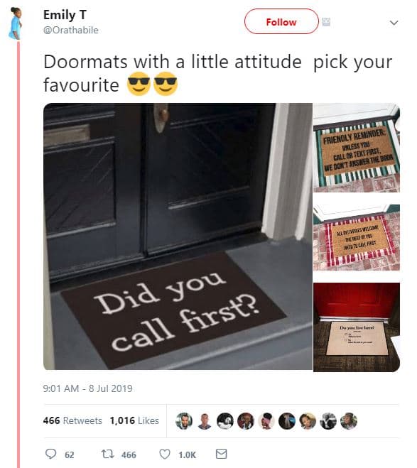 Emily t orathabile follow doormats with a little attitude pick your favourite ih