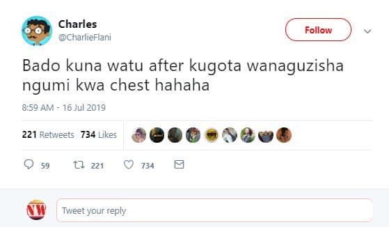 Charles charlieflani follow bado kuna watu after kugota wanaguzisha ngumi kwa ch