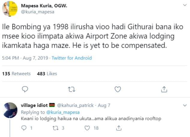 Mapesa kuria, ogw. kurla_mapesa ile bombing ya ilirusha vioo hadi githurai bana