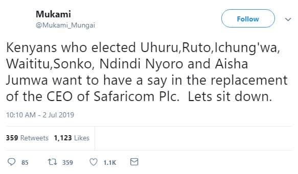 Mukami mukami_mungai follow kenyans who elected uhuru,ruto ichung'wa, waititu so