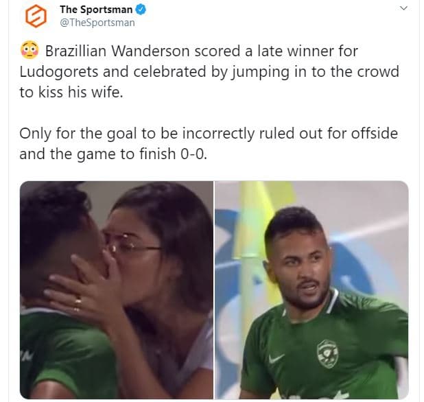 The sportsman thesportsman brazillian wanderson scored a late winner for ludogor