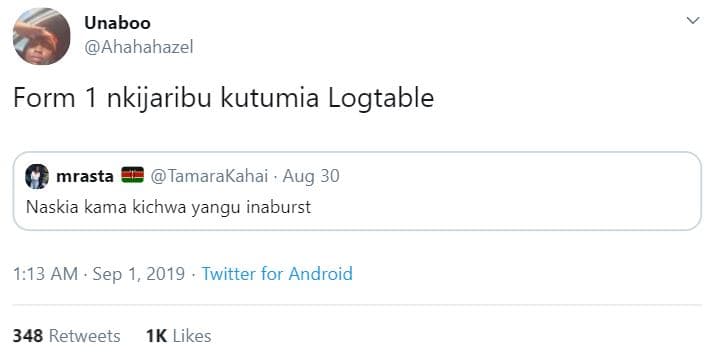 Unaboo ahahahazel form nkijaribu kutumia logtable mrasta tamarakahai aug 30 nask