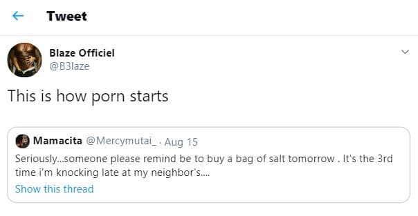 Tweet blaze officiel bblaze this is how porn starts mamacita mercymutai aug 15 s