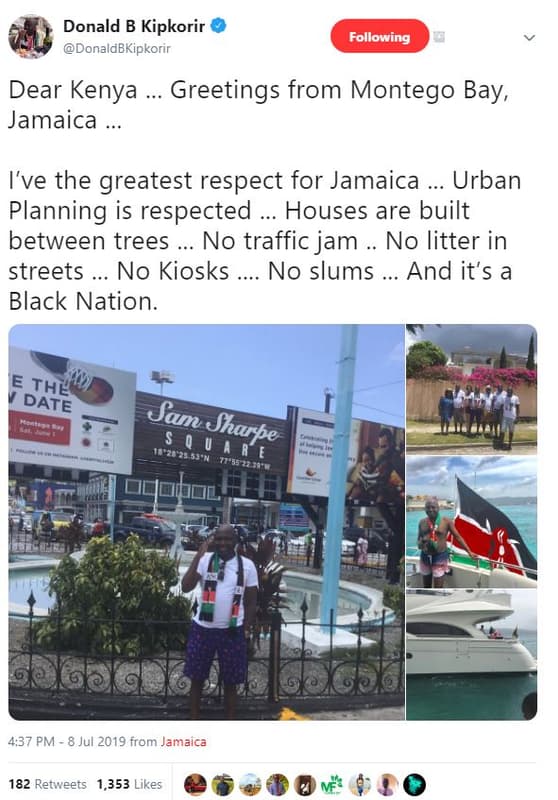 Donald b kipkorir donaldbkipkorir following dear kenya greetings from montego ba