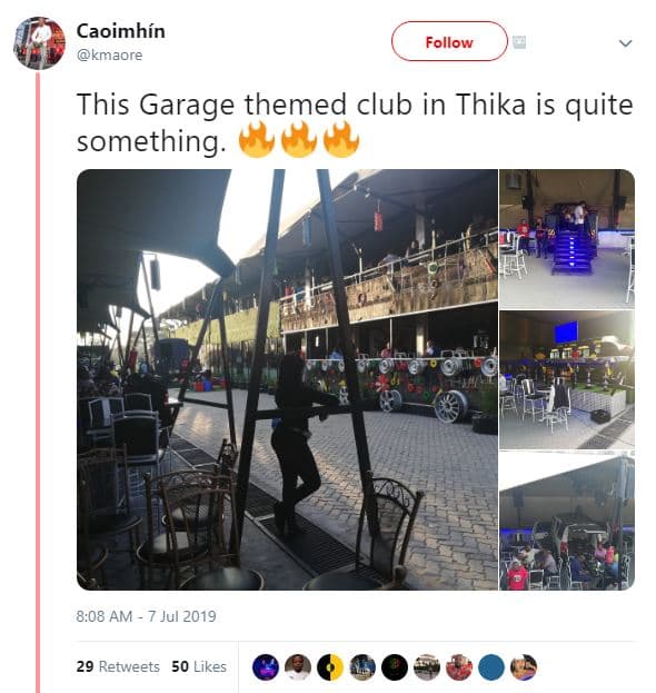 Caoimhín kmaore follow this garage themed club in thika is quite something. 8.08