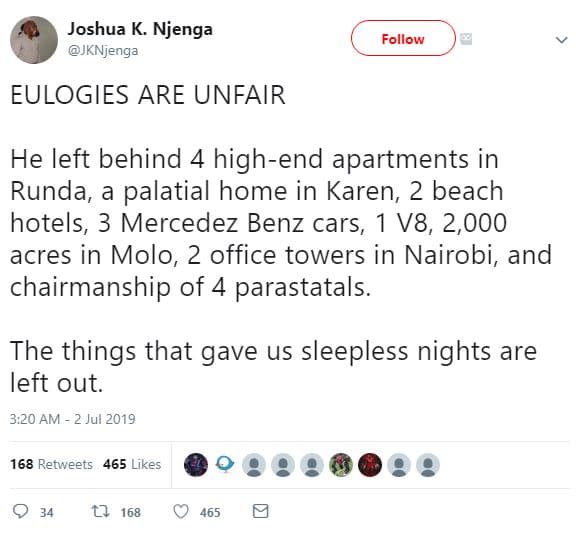 Joshua k. njenga jknjenga follow eulogies are unfair he left behind 4 highend ap