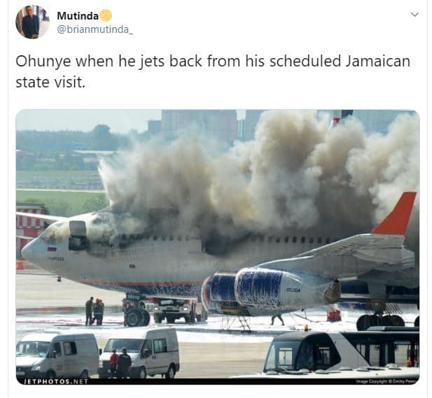 Mutinda brianmutinda ohunye when he jets back from his scheduled jamaican state