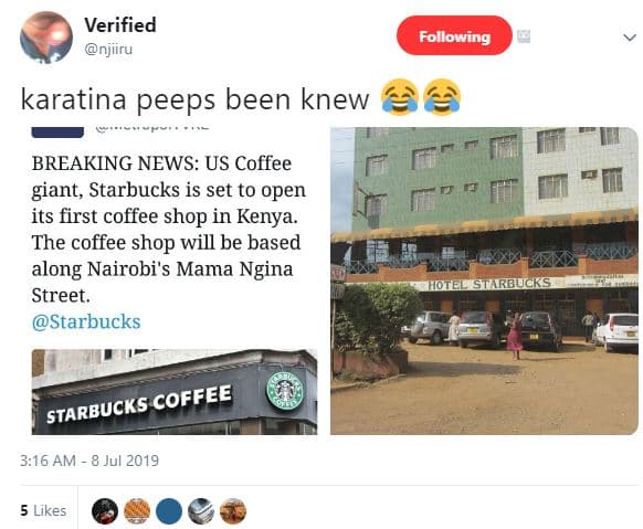 Verified njiiru following karatina peeps been knew breaking news us coffee giant
