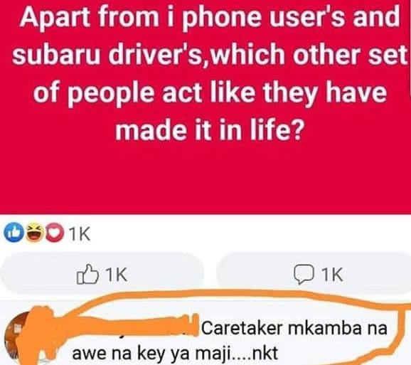 Apart from i phone user's and subaru driver's,which other set of people act like