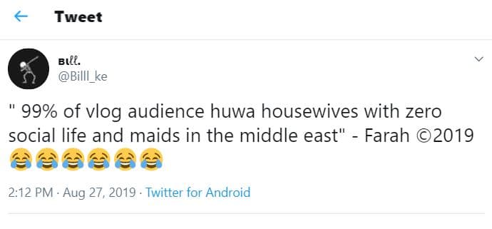 Tweet bıe. billl_ke 99 of vlog audience huwa housewives with zero social life an