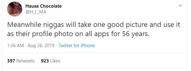 Hausa chocolate h_l_ma meanwhile niggas will take one good picture and use it as