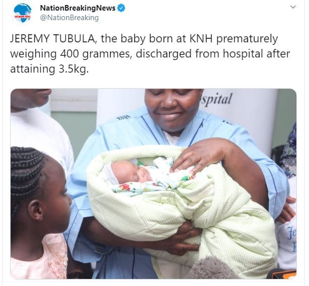 Nationbreakingnews nationbreaking jeremy tubula the baby born at knh prematurely
