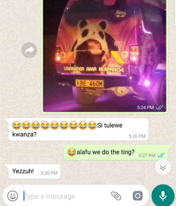 Unanipea ama niicenge kbe460m 5.24 pm si tulewe kwanza? 5.26 pm alafu we do the