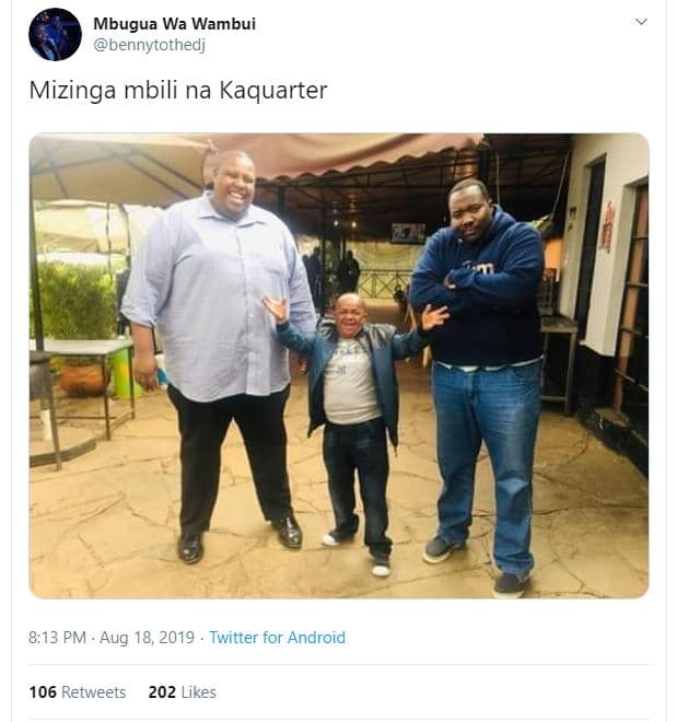 Mbugua wa wambui bennytothedj mizinga mbili na kaquarter 8,13 pm aug 18, twitter