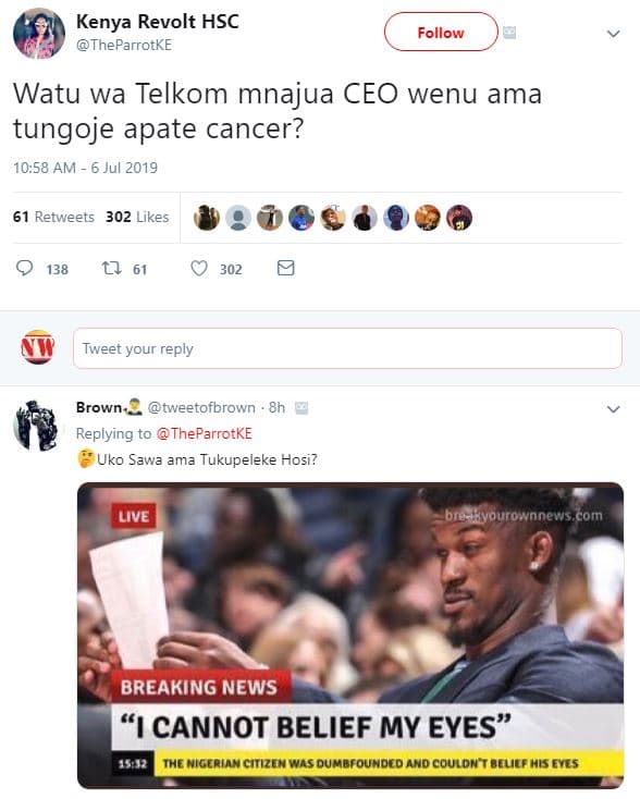 Kenya revolt hsc theparrotke follow watu wa telkom mnajua ceo wenu ama tungoje a