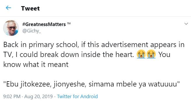 Tweet greatnessmatters gichy _ back in primary school if this advertisement appe