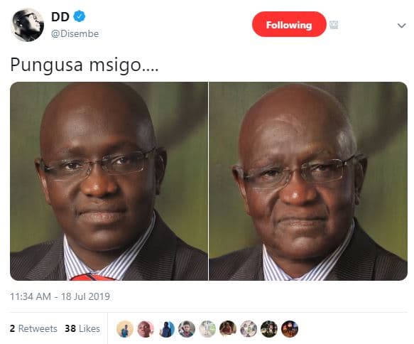 Dd disembe following pungusa msigo. 11.34 am 18 jul 2 retweets 38 likes