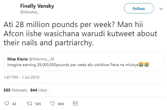 Finally vansky vanskie follow ati 28 million pounds per week? man hii afcon iish