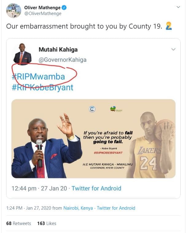 Oliver mathenge olivermathenge our embarrassment brought to you by county 19. mu