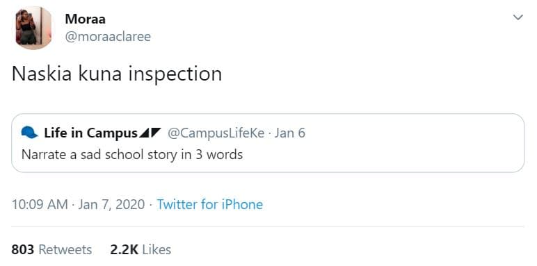 Moraa moraaclaree naskia kuna inspection life in campus campuslifeke jan 6 narra
