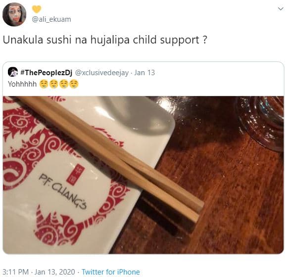 Ali_ekuam unakula sushi na hujalipa child support ? thepeoplezdj xclusivedeejay