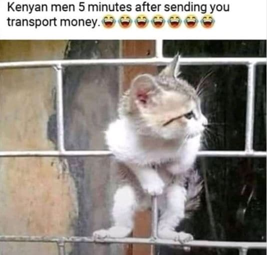 Kenyan men 5 minutes after sending you transport money.