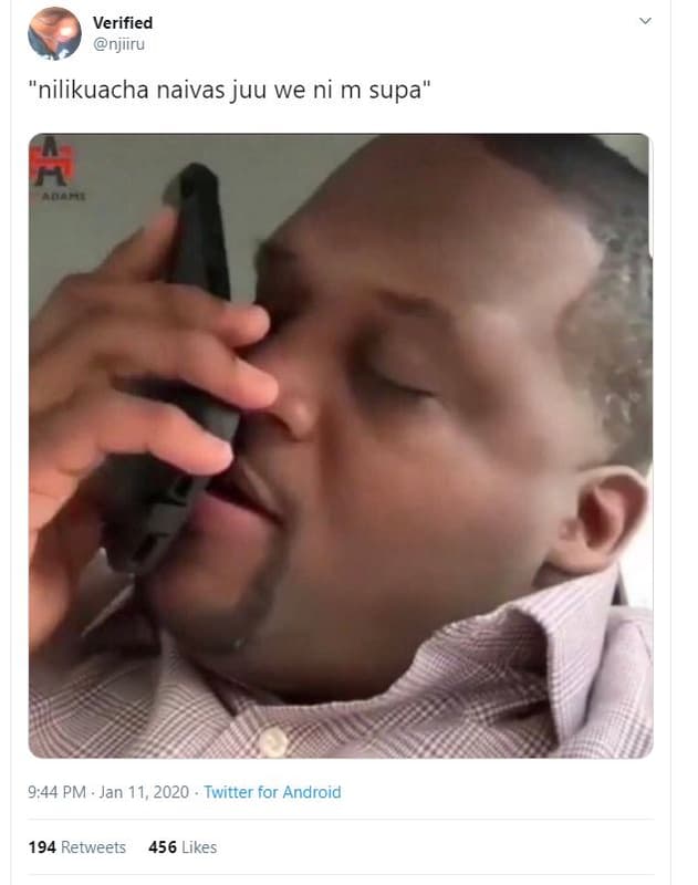 Verified njiiru nilikuacha naivas juu we ni m supa 0 a 9,44 pm jan 11, twitter f