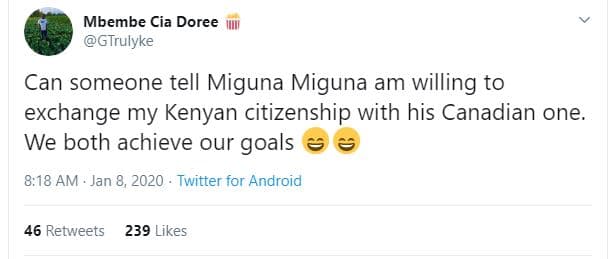 Mbembe cia doree gtrulyke can someone tell miguna miguna am willing to exchange