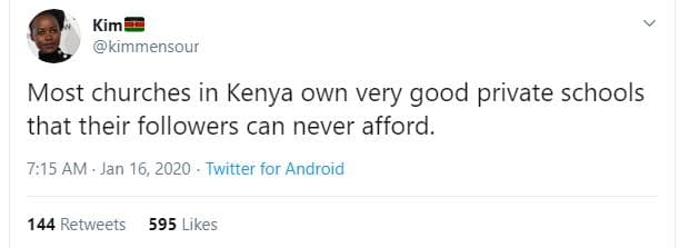 Kimt kimmensour most churches in kenya own very good private schools that their