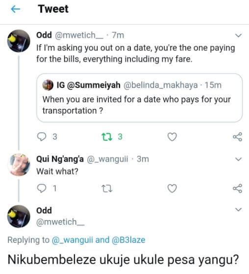 Tweet odd mwetich 7m if m asking you out on a date, you're the one paying for th
