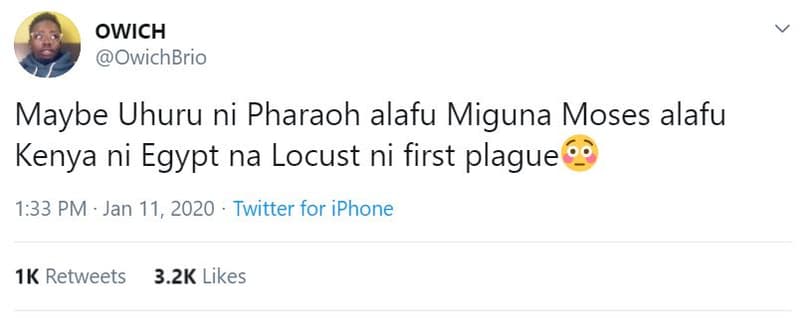 Owich owichbrio maybe uhuru ni pharaoh alafu miguna moses alafu kenya ni egypt n