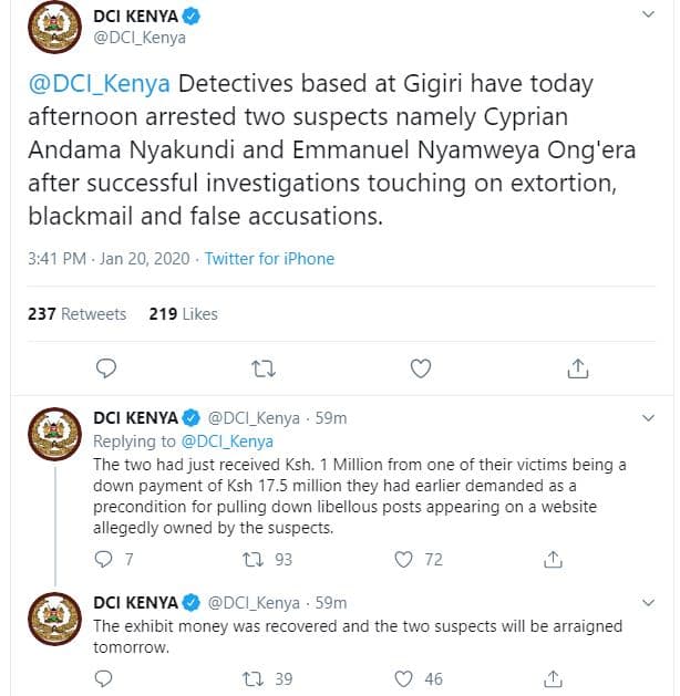 Dci kenya dci_kenya dci_kenya detectives based at gigiri have today afternoon ar