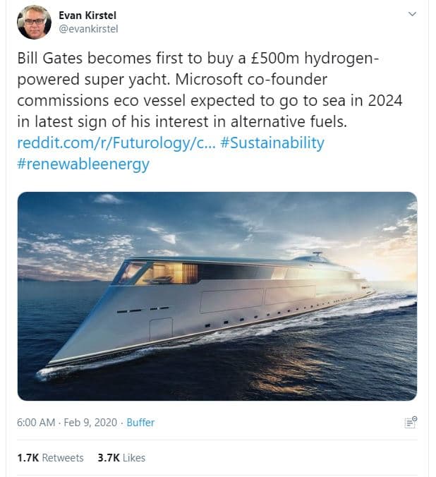 Evan kirstel evankirstel bill gates becomes first to buy a e5oom hydrogen powere